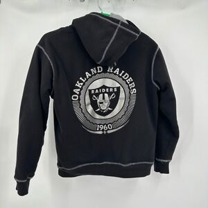 NFL Pro Line Oakland Raiders Mens Black Sherpa Lined Zip Hoodie Size M Football